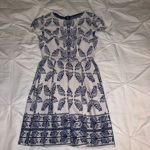 Ornate Blue and White patterned Homecoming dress